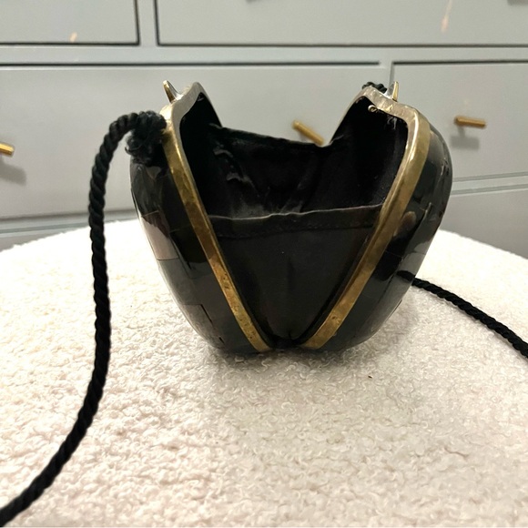 🍭3/$15 vintage 1980s elegant black & white checkered cross body bag open clasp - Picture 12 of 12